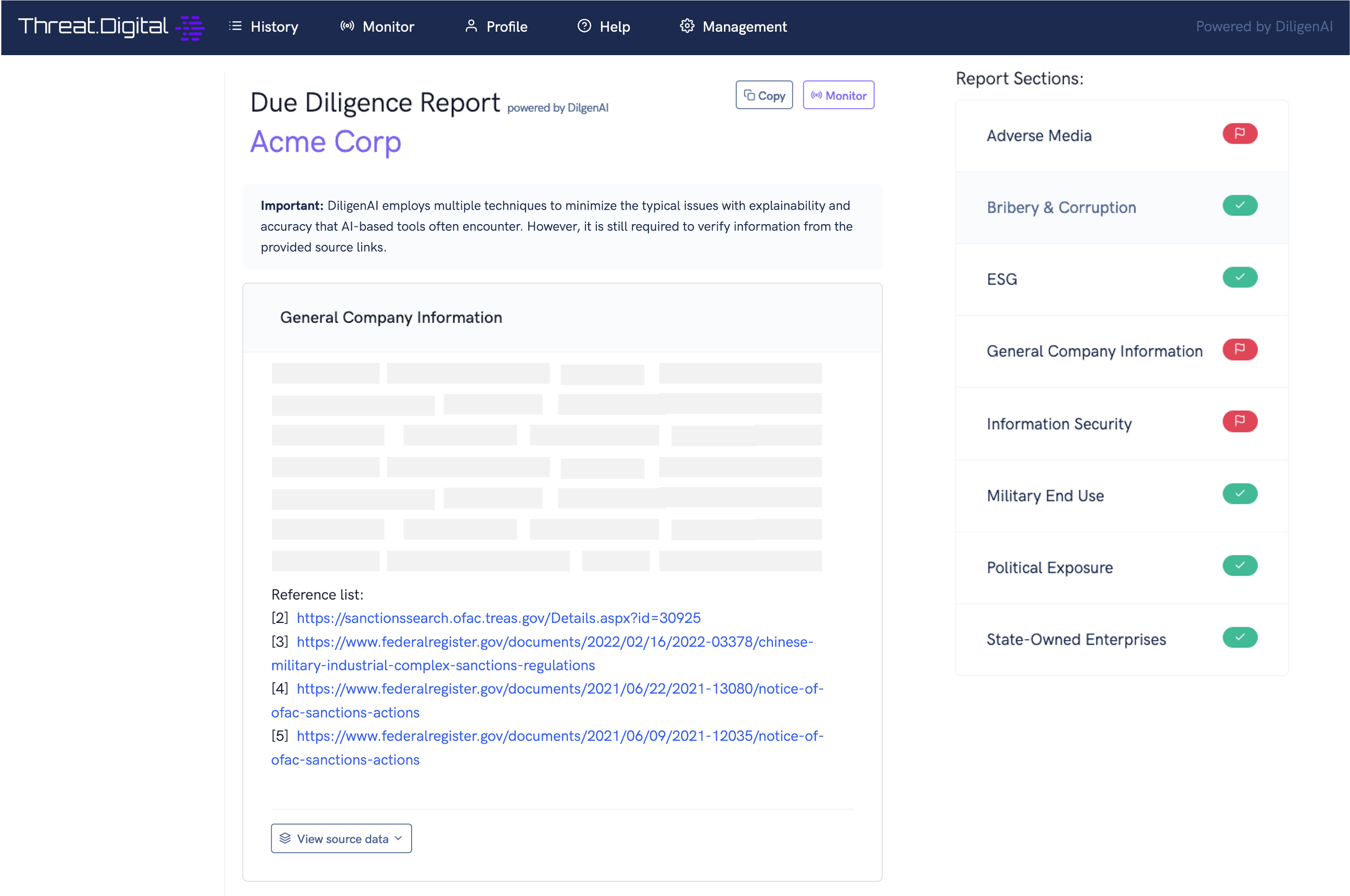 Automated Due Diligence Report